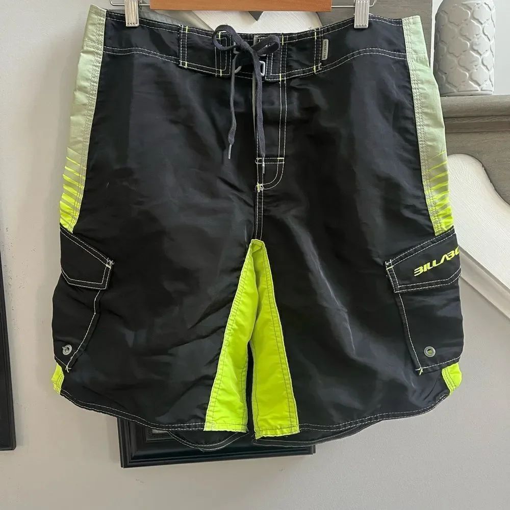 Billabong Black & Neon Swim Trunks Board Shorts sz L